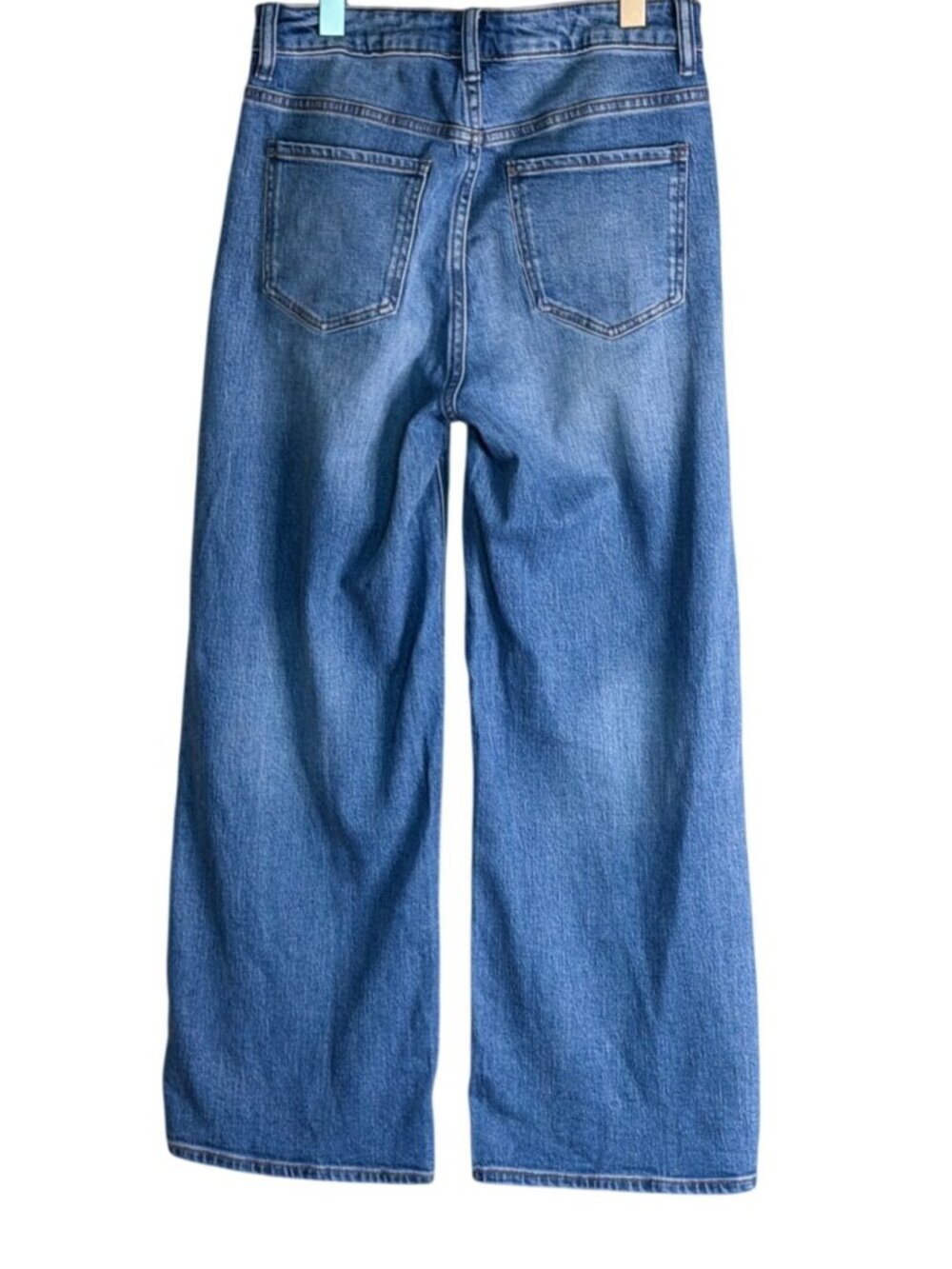 Quince Bella Stretch Relaxed Straight Jeans High Rise Blue Size 31 NWOT - Picture 4 of 9